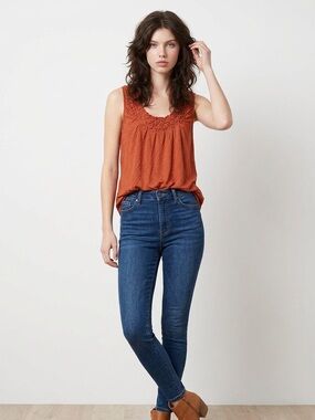 Maurices Smocked Scoop Neck Tank Top - Rust Orange
